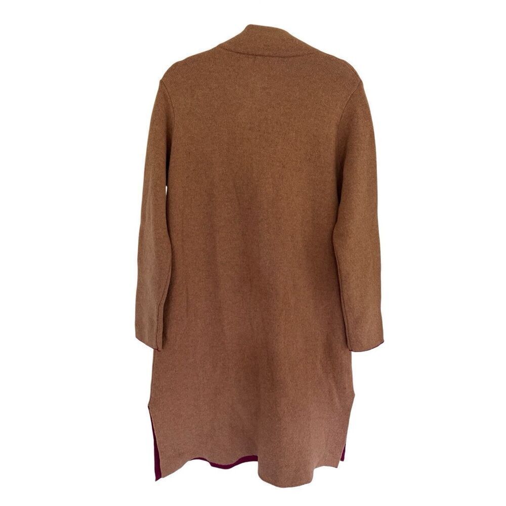 A. IDA Womens Tan Pink Italian Wool Blend Longline Sweater Jacket Size Large - Picture 4 of 14